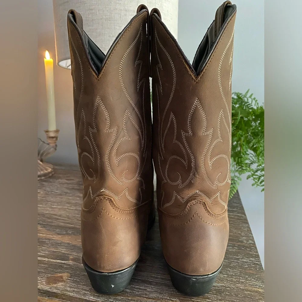 Masterson Distressed Leather R Toe Cowboy Western Boots Mens 11 D Brown Tan‎